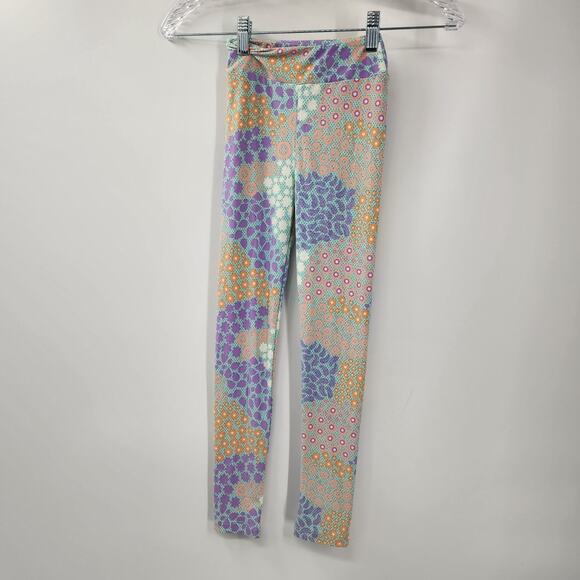 Lularoe Floral Print Leggings Girls Size Large / Extra Large - Picture 1 of 4